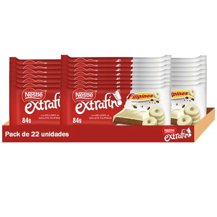 NESTLÉ EXTRAFINO chocolate con leche y Filipinos paquete 22 tabletas de 84g - 1