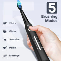 Seago cepillo de dientes eléctrico sónico, cepillo electrico con 8 cabezas, carga USB, cepillo de dientes eléctrico ultrasónicos 5 modos y temporizador, IPX7 Impermeable, para viaja (negro) - details 16