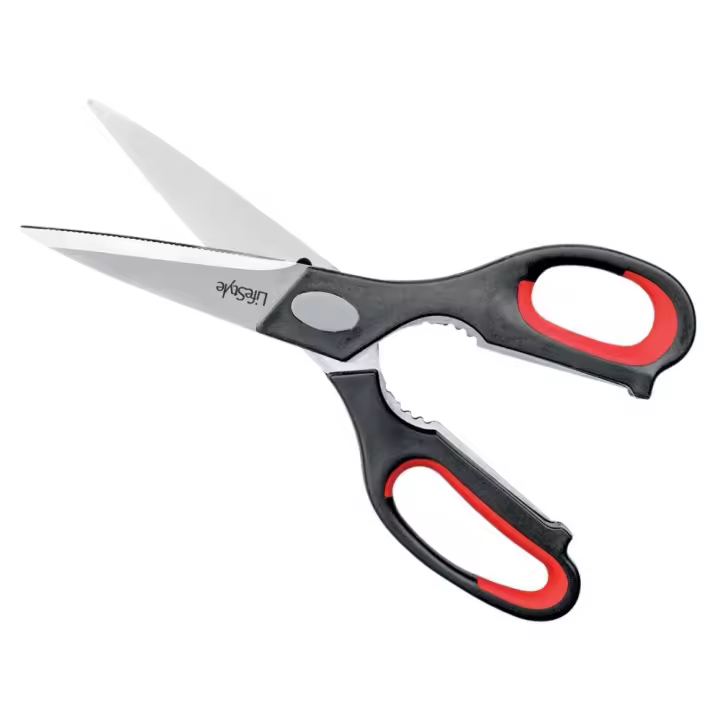 Tijera de Cocina Multiusos Profesionales Resistentes de Acero Inoxidable 22 Cm Para Pequeñas Podas ,Descapsulador ,Cascador de Frutos Secos ,Abre Tapones de Botellas ,Mariscos etc. - 1