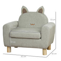 HOMCOM Sillón Infantil Mini Sofá para Niños de +3 Años con Asiento Acolchado Reposabrazos Bolsillo de Almacenamiento y Estructura de Madera Carga 45 kg 61x42x53 cm Marrón - details 2
