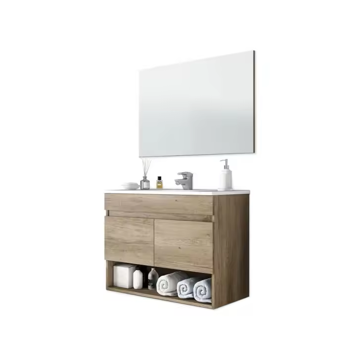 Duehome - Mueble de baño con espejo Cotton 2 puertas - 1