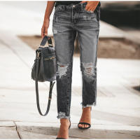 Jeans Rectos Para Mujer Moda Alta Cintura Washed Skinny Ropa Trasera Ropa De Lady Commuter Pantalones Delgados Con Agujeros Tendencia De Moda 2025 - details 24
