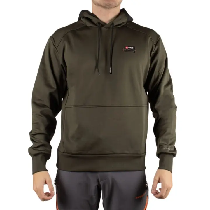 Sudadera Deportiva +8000 Alema 24I Verde Jungla Hombre - Termalflex, Fleece, Transpirable, Logo Engomado, Estampado, Capucha Ajustable y Bolsillo Canguro, Bajo y Puños Acanalados, Logo Rip - 1