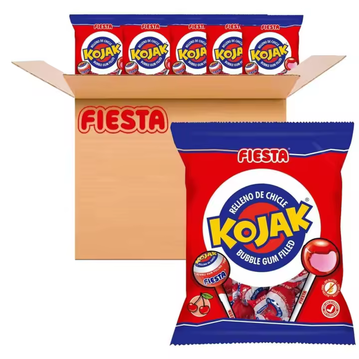 Kojak Cereza Fiesta caja de 15 bolsas de 4 caramelos Kojak de 15 gramos - 1