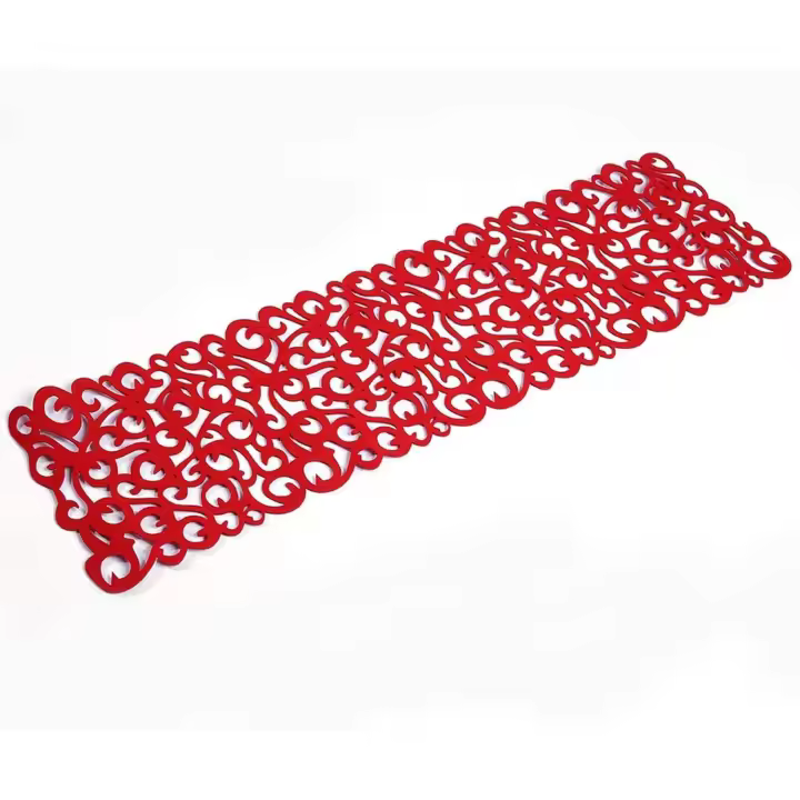 Mantel Runner, 7 colores rectángulo forma fieltro mantel manteles estera decoraciones para el hogar nuevo (rojo) - 1
