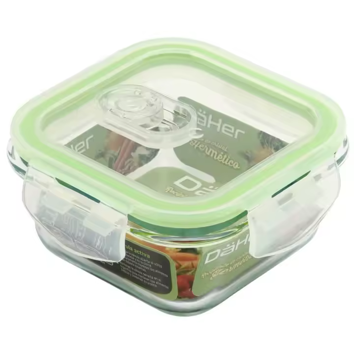Recipiente hermético de cristal con válvula activa 300ml, cuadrado - 1