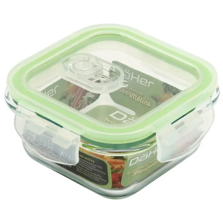 Recipiente hermético de cristal con válvula activa 300ml, cuadrado - 1