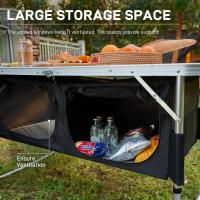 Mesa Plegable de Camping con Almacenamiento, Escritorio Compuesto de Aluminio, Mesa Plegable con Patas Ajustables, Mesa Plegable de Picnic al Aire Libre de - details 1