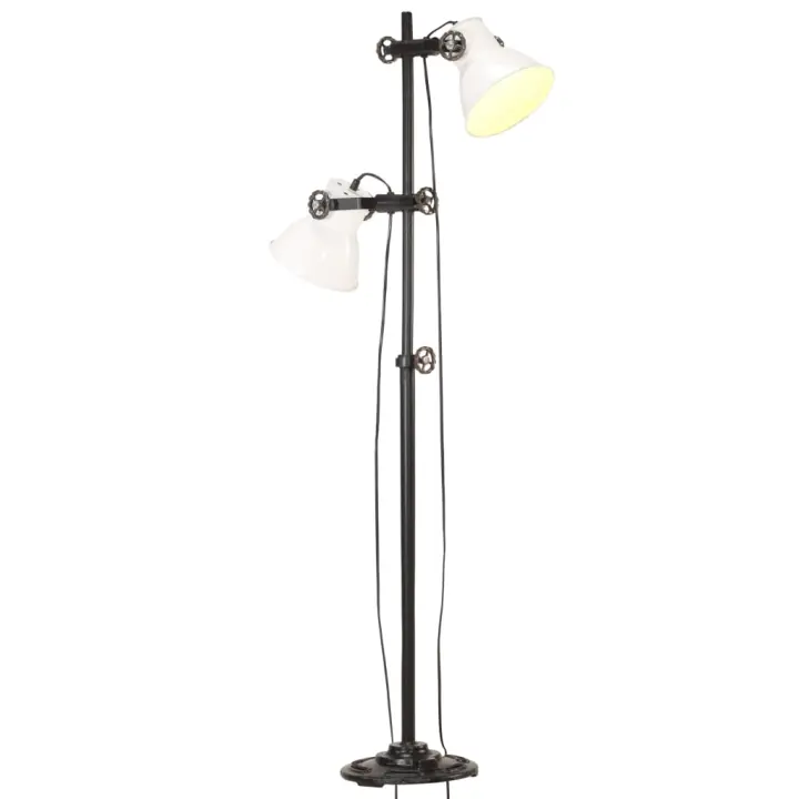 vidaXL Lámpara de Pie 2 Pantalla Hierro Fundido E27 Suelo Iluminación Color Multicolor,  Negro,  Blanco y mas - 1