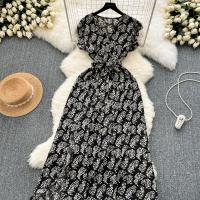 Vestido Bohemio De Verano Para Mujer Estampado Floral Vintage V-Neck A-Line Midi Con Abertura Elegante Ropa Casual Female - details 11