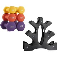 COSHANO Set de 6 mancuernas 2x 1kg, 2x 1.5kg, 2x 2kg pesas con soporte para gimnasio y entrenamiento en casa - details 1