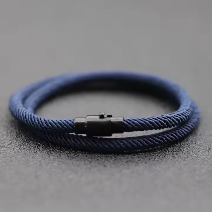 Pulsera De Hombre Estilo Simple Doble Capa Accesorios Para Novio Cierre Magnético Pulsera De Hilo Rojo Joyas De Moda Para Oficina/Carrera - 1