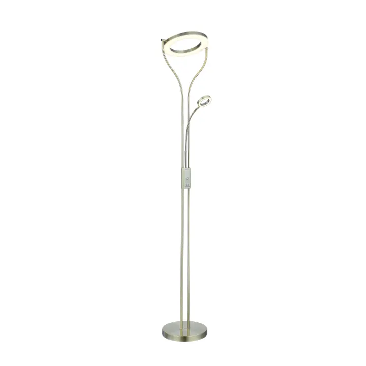 Lámpara de pie de salón SUNNY AB-IMAGINATULUZ, 30W LED color latón envejecido con lector 5W  tono de luz ajustable CCT 3000-4000-6000k intensidad regulable, control remoto y control táctil memoria de color. - 1