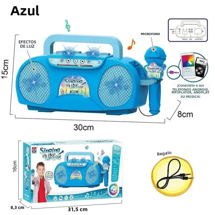 Máquina De Karaoke Para Niños Con Microfono Y Luces Juguete Musical Portátil Educativo Regalo Para Niñas Y Niños Viaje - 1