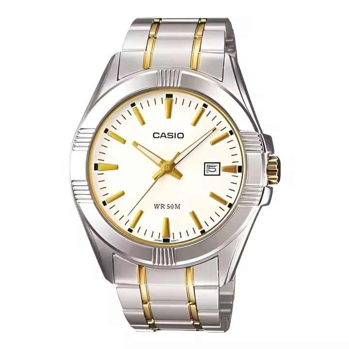 reloj analógico clásico hombre Casio MTP-1308SG-7AV 43.5mm 50m WR correa de acero - 1