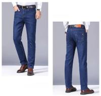 Pantalones De Mezclilla Negra Azul Para Hombre 2025 Primavera Moda Clásica Slim Straight Business Ropa Masculina Denim Pantalones De Mediana Elasticidad Tatting mid Waist Full Length Para Todas Las Estaciones - details 10