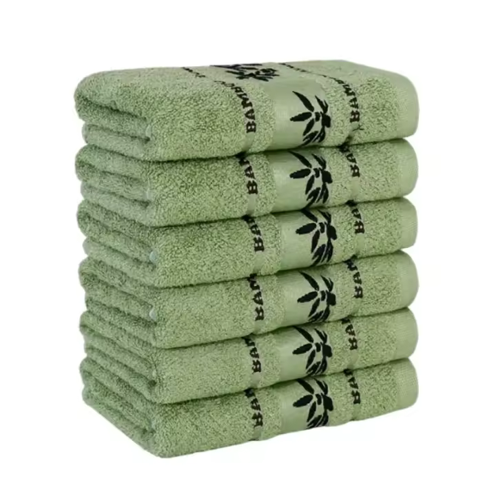 Juego De Toallas De Bambú Fibra Para Adultos 1/4/6PCS Absorbentes De Alta Calidad Toalla De Baño Para El Hogar Y El Baño Toalla De Mano Y Rostro Verde - 1