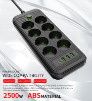 Enchufe Multifuncional Con USB Y Protección Contra Sobretensiones 2M Cable De Extensión Enchufe AC De EU Tipo De Conector Protección Contra Sobrecorriente Para Hogar Y Oficina - details 4