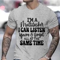 Camiseta Para Hombres 'Soy Un Multitarea' En Gris Humor Sarcástico Camisetas Casuales Transpirables Ligeros De Secado Rápido Protección Solar Sostenible Sin Capucha Estilo O-Neck - details 2