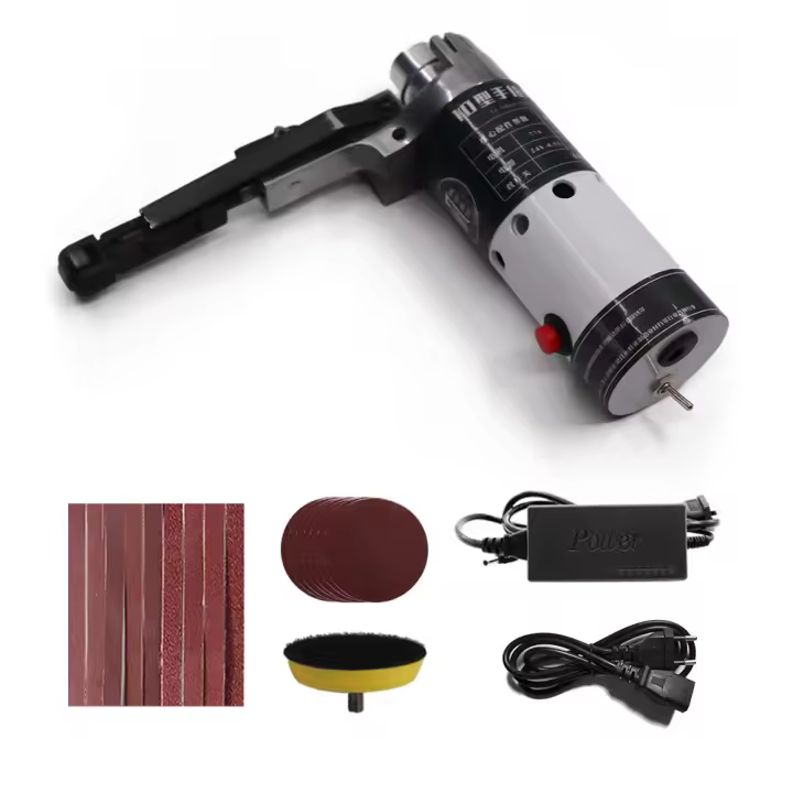 Mini Muela Eléctrica Angle Grinder Con 9 Cinturones De Arena Para Trabajos De Madera Máquina Portátil De 10000/min Para DIY - 1