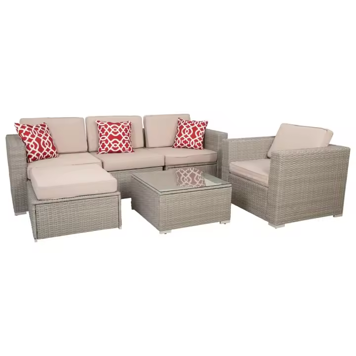 WANDERLUST DECO Conjunto de Muebles de Exterior - Mesa, Sofá, Sillón y Reposapiés - Elegancia y Confort Al Aire Libre - 1