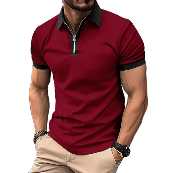 Camisa Polo De Verano Para Hombre Con Cierre Y Manga Corta Transpirable Y Ligera Estilo Casual Streetwear Top Para Jogger - 1