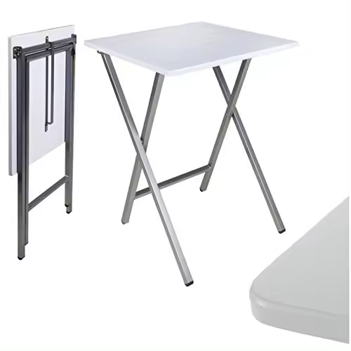 Mesa Cuadrado Plegable Blanca portatil Multifuncional, Mesas Auxiliares para casa 48x48x65 cm-DAMDAM GO - 1