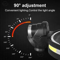 Linterna Frontal LED Potente Con Sensor XPE+COB 7 Modos Para Pesca Y Caza Batería 18650 Luz De Cara Impermeable Con Ángulo De 180° - details 13