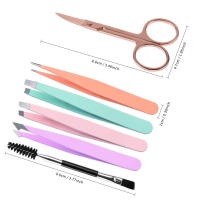 Set De 6 Pinzas Profesionales De Acero Inoxidable Para Mujeres Y Hombres Pinzas De Precisión Para Cejas Y Pelos Enganchados - details 10