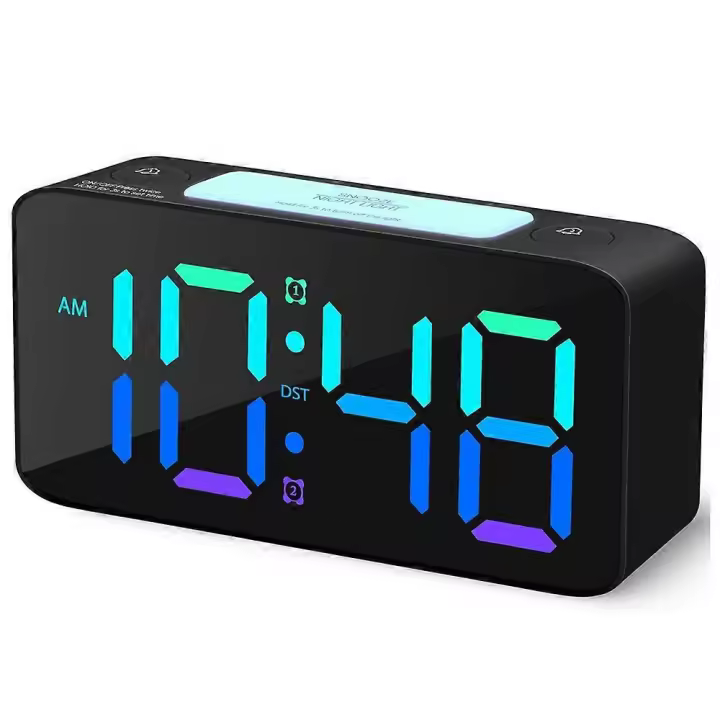 Super Loud Alarm Clock for Heavy Sleepers Adults,Digital Clock with 7 Color NightLight,Adjustable Volume,USB Charger,Small Clocks for Bedrooms Bedside - 1