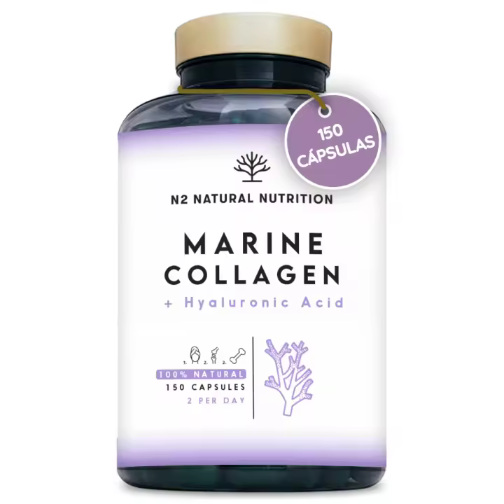 Colágeno Marino 90 / 150 Cápsulas – Colágeno Hidrolizado PEPTAN con Ácido Hialurónico, Vitamina C y Magnesio. Alta Concentración para Articulaciones, Piel y Huesos. N2 Natural Nutrition - 1