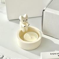 Soporte De Vela De Gato Cartoon Con Patas Calientes Lindo Portador De Luz Aromaterapia De Escritorio Cerámica Y Enamel Tamaño 9*7*7cm - details 3