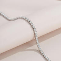 Pulsera De Tenis Ajustable En Plata De Ley 925 Con 4.4 Carrats De Moissanita Diseño De Moda Y Lujo Para Dama - details 4