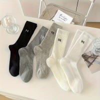 Calcetines De Malla Transpirable Para Mujer 5 Pares Calcetines Intermedios Veraniegos Delgados Con Gran Lazo Bonitos Y Cómodos - details 1