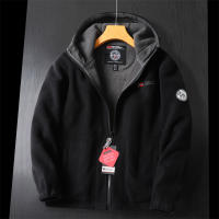 Chaqueta De Piel De Oveja Gruesa Para Hombres Invierno 2024 Casual Cuello En V Cierre De Cremallera Manga Regular Con Capucha Diseño De Moda Adecuada Para Esquí Y Exterior - details 5