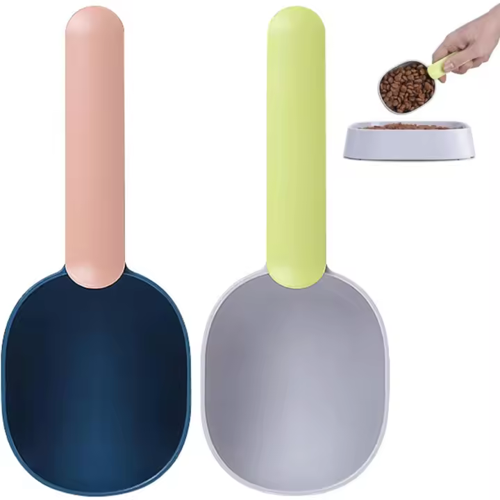 2 cucharas para comida para mascotas, cucharas para comida para perros con mango con clip de sellado, cucharas medidoras para comida para perros, cucharas para comida para gatos - 1