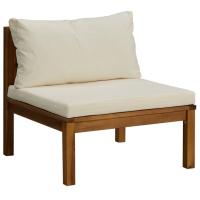vidaXL Sofá intermedio seccional cojín madera de acacia Gris oscuro, Blanco crema, Conjunto Terraza Muebles Jardín Exterior Juego de Muebles de jardín Mueble Jardín Exterior Muebles de Salon Exterior - details 0