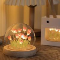 Lámpara De Noche LED DIY Mini Tulipán Para Decoración Del Hogar Regalo De Cumpleaños Para Niña Amigo De La Familia Niño Adorno De Navidad Material De Vidrio Fuente De Luz LED Batería Operada - details 4