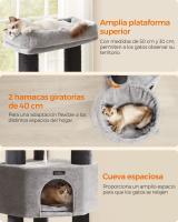 Árbol para gatos grande con almohadillas autocalentables, torre estable para gatos grandes, cueva, cuerda de sisal, disponible en gris y negro o blanco - details 8