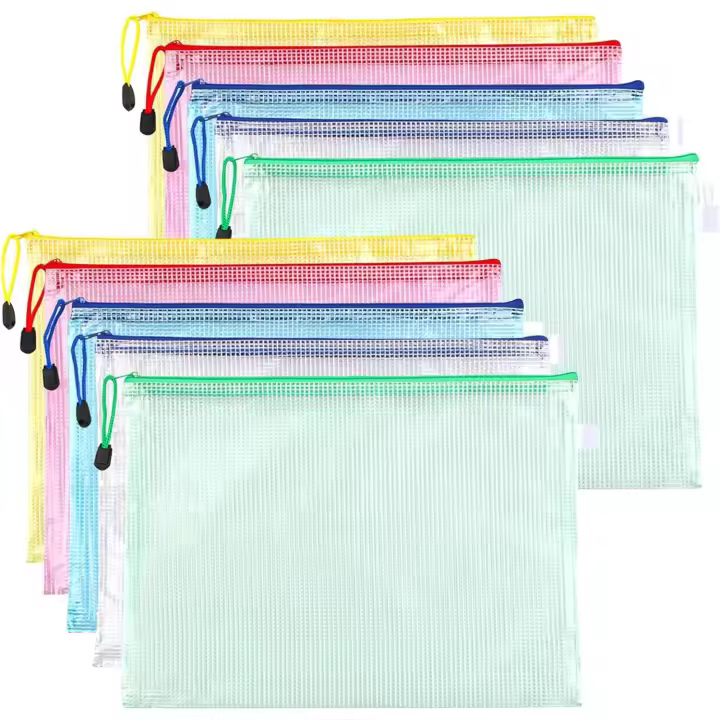10 Uds. Bolsas para Documentos A4 de 5 Colores, Bolsas para Documentos, sobre de plástico con Cremallera A4 para Documentos - 1
