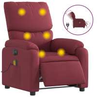vidaXL Sillón reclinable de masaje eléctrico tela Gris claro, Gris oscuro, Negro Sillon Dormitorio Sillon Comodos Silla Relax Sillón Sofá - details 3