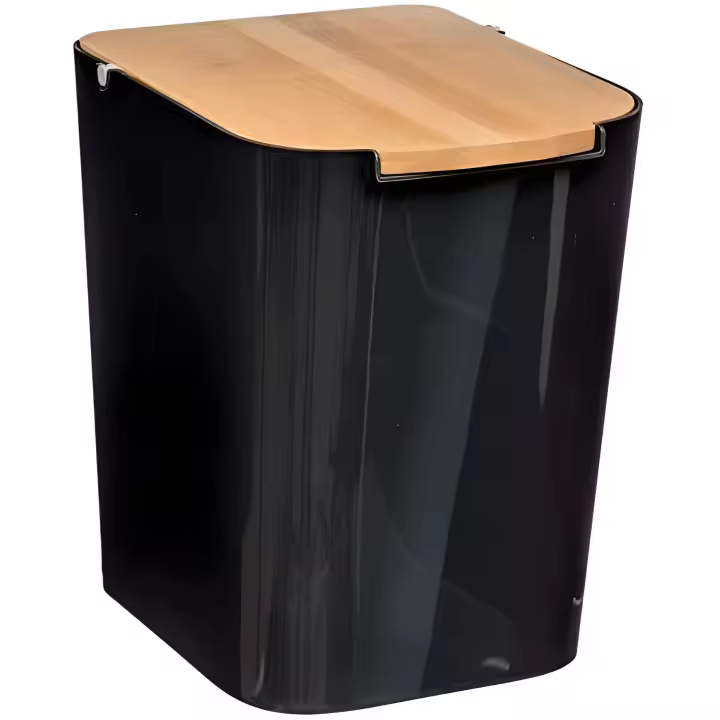 5 FIVE Papelera Baño Bambu-Negro 5L Baltik Ecológica Diseño Moderno - 1