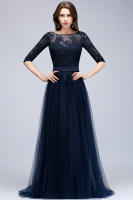 Vestido Elegante De Maxi Para Madre De La Novia Con Encaje Y Tules BABYONLINE Sin Mangas Con Cintura A-LINE Decoración De Perlas Y Broches - details 3