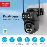 Cámara de vigilancia WiFi 4K 8MP, lente dual, zoom digital 4X, detección humana AI, ONVIF, cámaras IP PTZ de seguridad para exteriores - details 0