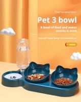 Tazas Para Gatos Con Dispensador De Agua 3 En 1 Diseño De Oreja Tilted Set De Tazas De Alimento Y Agua Con Botella De Agua Para Protección Del Cuello Material Plástico Forma Redondeada - details 0