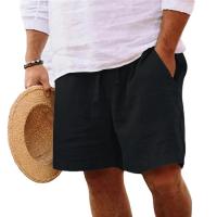 New Mens Cotton Solid Color Short Lightweight Gym Pants Linen Beach Shorts Men Jogging Sport Large Short Homme - details 1