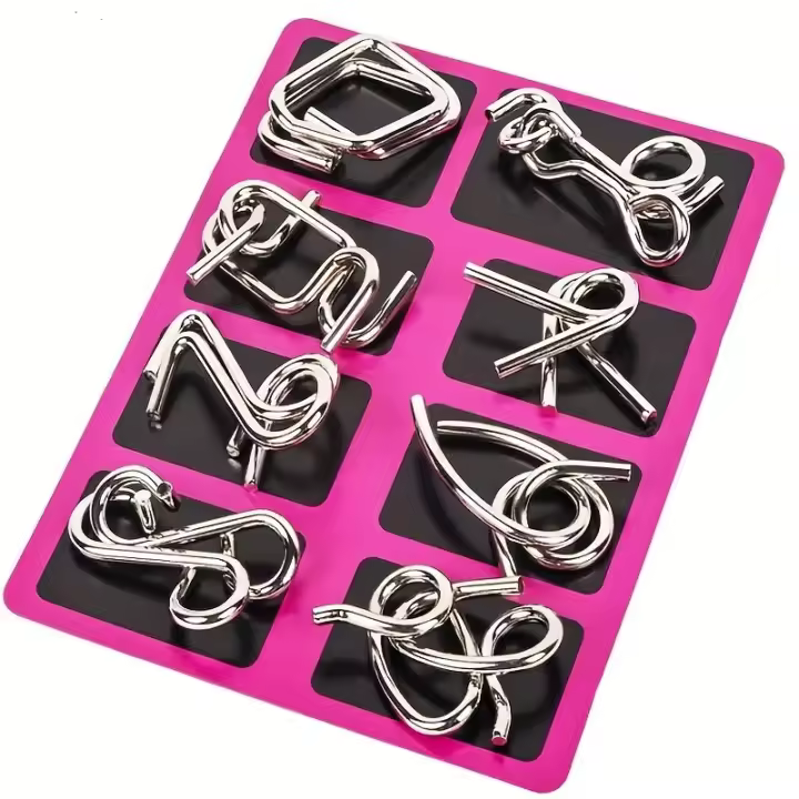 Juego De Puzzle De Fiesta Metálico 8 Piezas Enfoque En La Formación De Concentración Reto Mentales Estimulación Cerebral Juguete Educativo Para Adultos - 1