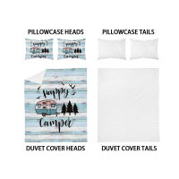 Juego De Cama 3 Piezas 'Happy Camper' Estampado Para Adolescentes Y Adultos Adecuado Para Dormitorio Y Camping Funda De Edredón Y 2 Fundas De Almohada 100% Poliéster 90gsm - details 7