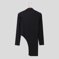Camiseta INCERUN Para Hombre Con Mangas Largas Y Cuello Alto Estilo Casual Ropa De Calle Irregular Patchwork Camisetas - details 5