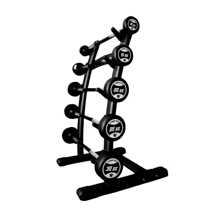 Fitness Tech Set de Barras Montadas rectas con Rack | De 10 a 30 kg Barras para peso libre - 1